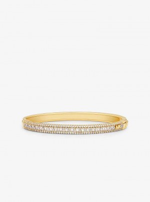 Michael Kors Precious Metal-Plated Sterling Silver Pavé Złote | SN-MK27736