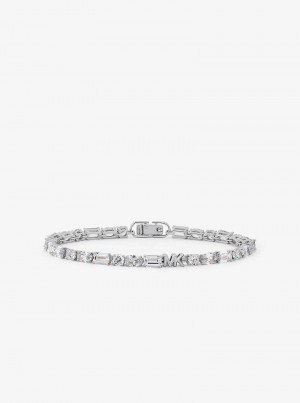 Michael Kors Precious Metal-Plated Sterling Silver Cubic Zirconia Tennis Srebrne | SN-MK27746