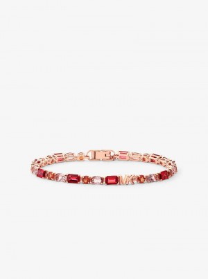 Michael Kors Precious Metal-Plated Sterling Silver and Nanogem Tennis Różowe Złote | SN-MK27749