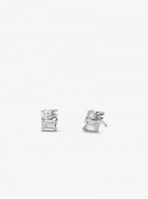 Michael Kors Precious Metal-Plated Sterling Silver Logo Stud Srebrne | SN-MK27752