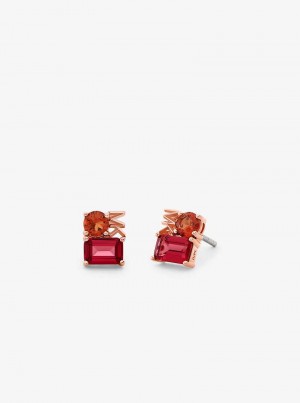 Michael Kors Precious Metal-Plated Sterling Silver and Nanogem Stud Różowe Złote | SN-MK27754