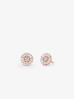 Michael Kors Precious Metal-Plated Sterling Silver Pavé Stud Różowe Złote | SN-MK27768