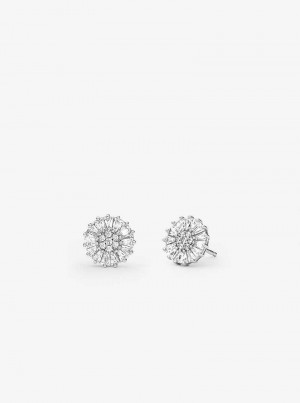 Michael Kors Precious Metal-Plated Sterling Silver Pavé Stud Srebrne | SN-MK27787