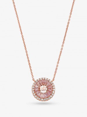 Michael Kors Precious Metal-Plated Sterling Silver Pavé Halo Różowe Złote | SN-MK27789
