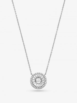 Michael Kors Precious Metal-Plated Sterling Silver Pavé Halo Srebrne | SN-MK27799