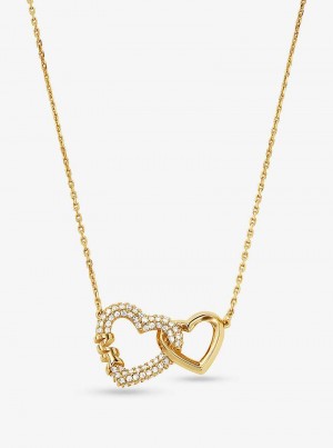 Michael Kors Precious Metal-Plated Sterling Silver Interlocking Hearts Złote | SN-MK27817