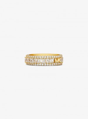 Michael Kors Precious Metal-Plated Sterling Silver Pavé Złote | SN-MK27834