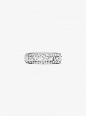 Michael Kors Precious Metal-Plated Sterling Silver Pavé Srebrne | SN-MK27840