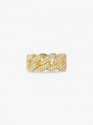 Michael Kors Precious Metal-Plated Sterling Silver Pavé Curb Link Złote | SN-MK27844