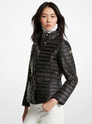 Michael Kors Quilted Packable Czarne | SN-MK26596