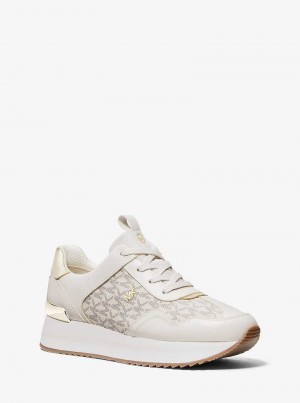 Michael Kors Raina Signature Logo Platform Głęboka Żółte | SN-MK27463