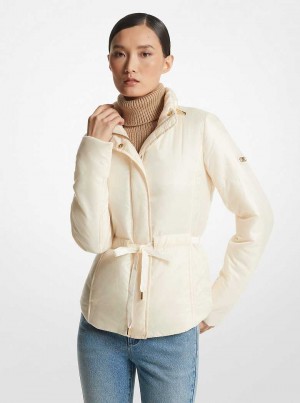 Michael Kors Recycled Satin Ciré Beżowe | SN-MK26592