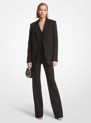Michael Kors Rhinestud Stretch Crepe Czarne | SN-MK26643