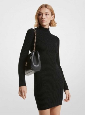 Michael Kors Ribbed Merino Wool Blend Czarne | SN-MK26733
