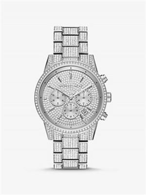 Michael Kors Ritz Pavé Silver-Tone Watch Srebrne | SN-MK28419