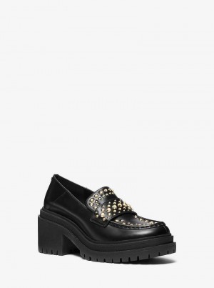 Michael Kors Rocco Astor Studded Leather Czarne | SN-MK27653