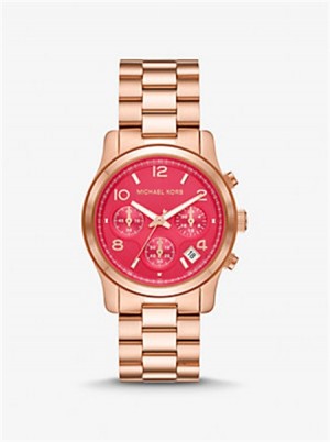 Michael Kors Runway Rose Gold-Tone Watch Różowe Złote | SN-MK28394