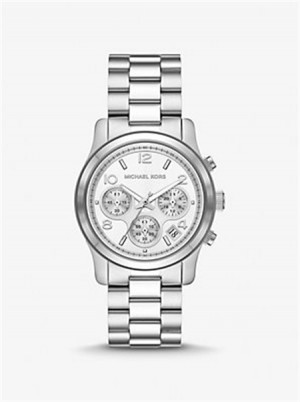 Michael Kors Runway Silver-Tone Watch Srebrne | SN-MK28353