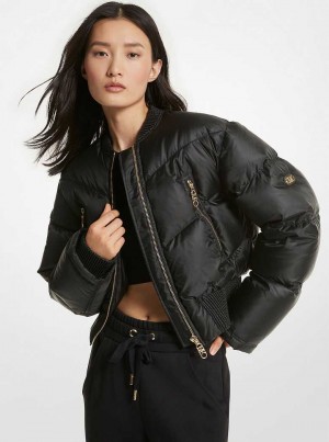 Michael Kors Satin Ciré Quilted Czarne | SN-MK26613
