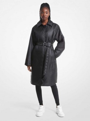 Michael Kors Satin Ciré Trench Czarne | SN-MK26594
