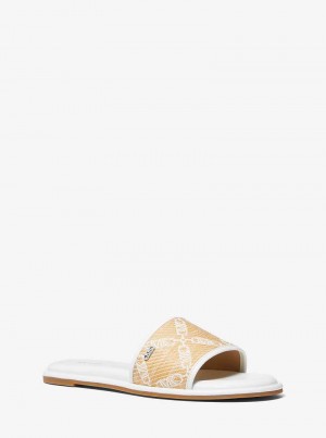 Michael Kors Saylor Empire Logo Jacquard Straw Kolorowe | SN-MK27564