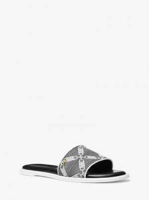 Michael Kors Saylor Empire Logo Jacquard Czarne Białe | SN-MK27585
