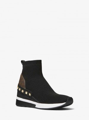 Michael Kors Skyler Studded Stretch Knit Sock Czarne | SN-MK27459