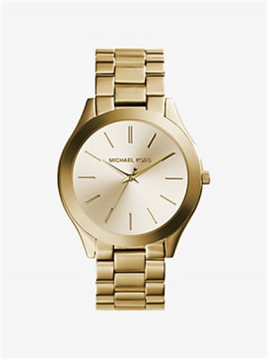 Michael Kors Slim Runway Gold-Tone Stainless Steel Watch Złote | SN-MK28335