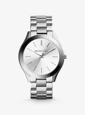 Michael Kors Slim Runway Silver-Tone Srebrne | SN-MK28280