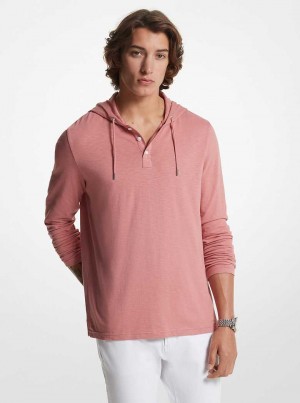 Michael Kors Slub Cotton Henley Różowe | SN-MK27939
