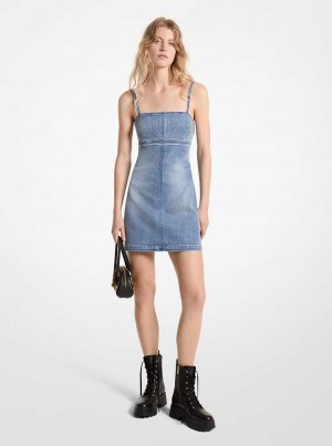 Michael Kors Stretch Denim Mini Niebieskie Niebieskie | SN-MK26657