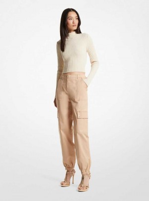 Michael Kors Stretch Organic Cotton Cargo Khaki | SN-MK26552