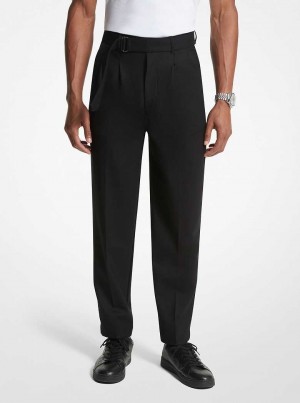 Michael Kors Stretch Wool Flannel Belted Czarne | SN-MK28024