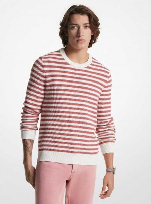Michael Kors Striped Cotton Blend Różowe | SN-MK28054