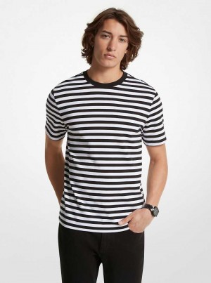 Michael Kors Striped Pima Cotton Czarne | SN-MK28005