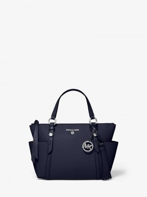 Michael Kors Sullivan Small Saffiano Leather Top-Zip Granatowe | SN-MK26917