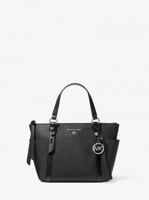 Michael Kors Sullivan Small Saffiano Leather Top-Zip Czarne | SN-MK26918