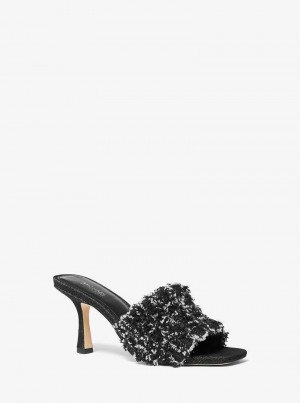 Michael Kors Tessa Frayed Denim Czarne | SN-MK27554