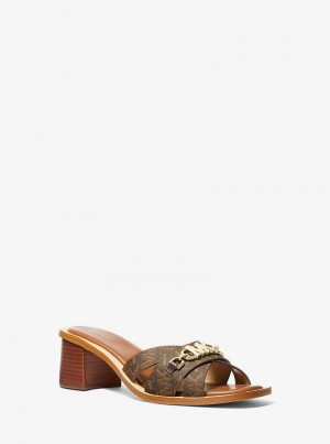 Michael Kors Tiffanie Empire Signature Logo Brązowe | SN-MK27515