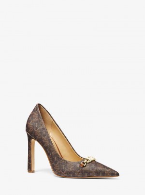 Michael Kors Tiffanie Empire Signature Logo Brązowe | SN-MK27641