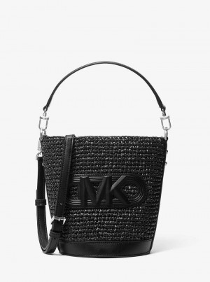 Michael Kors Townsend Small Straw Czarne Czarne | SN-MK26814