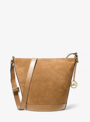Michael Kors Townsend Topstitched Suede Brązowe | SN-MK27252
