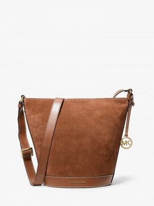 Michael Kors Townsend Topstitched Suede Brązowe | SN-MK27253