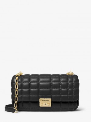 Michael Kors Tribeca Large Quilted Leather Czarne | SN-MK26993