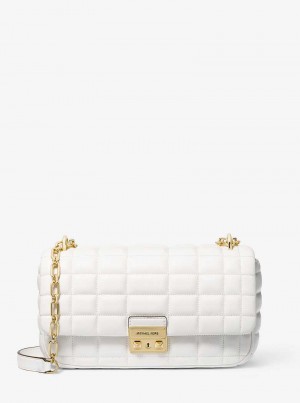 Michael Kors Tribeca Large Quilted Leather Białe | SN-MK26995
