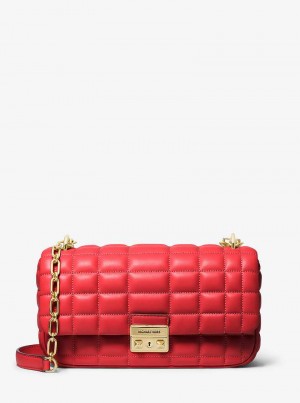 Michael Kors Tribeca Large Quilted Leather Czerwone | SN-MK26997