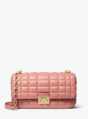 Michael Kors Tribeca Large Quilted Leather Różowe | SN-MK26998