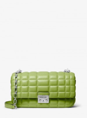 Michael Kors Tribeca Large Quilted Leather Zielone | SN-MK27029