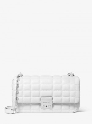 Michael Kors Tribeca Large Quilted Leather Białe | SN-MK27030