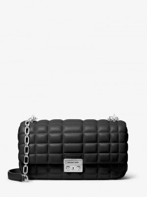 Michael Kors Tribeca Large Quilted Leather Czarne | SN-MK27032